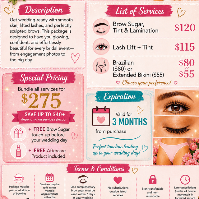 The “I Do” Glow Package at Peace Love and Sugar in Clackamas, OR
